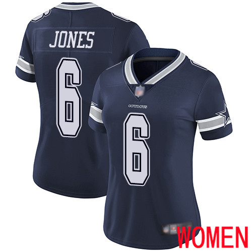 Women Dallas Cowboys Limited Navy Blue Chris Jones Home #6 Vapor Untouchable NFL Jersey->women nfl jersey->Women Jersey